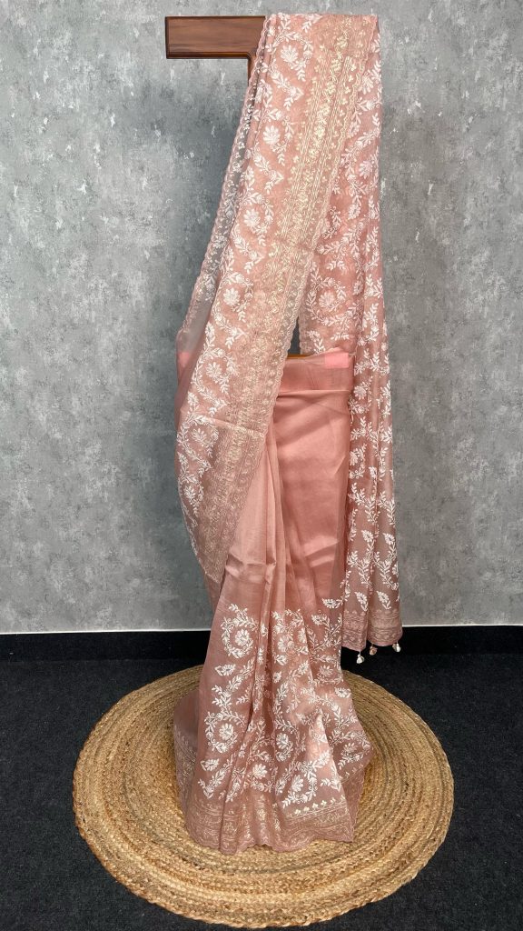 SILK ORGANZA EMBROIDERY SAREE