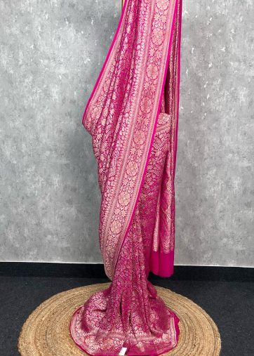SILK GEORGETTE GOLD ZARI BANARASI SAREE