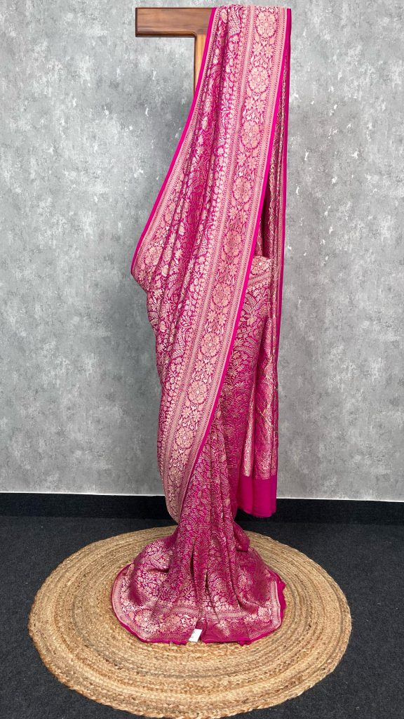 SILK GEORGETTE GOLD ZARI BANARASI SAREE