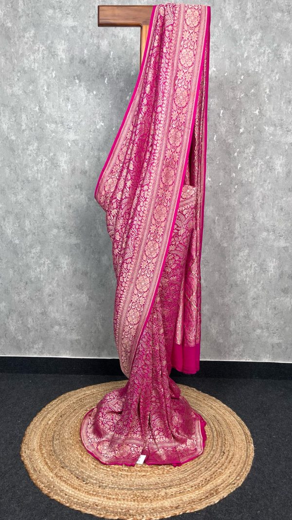 SILK GEORGETTE GOLD ZARI BANARASI SAREE