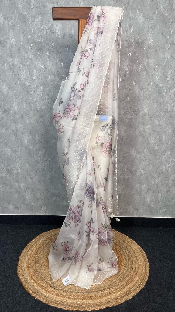 SILK ORGANZA EMBROIDERY SAREE