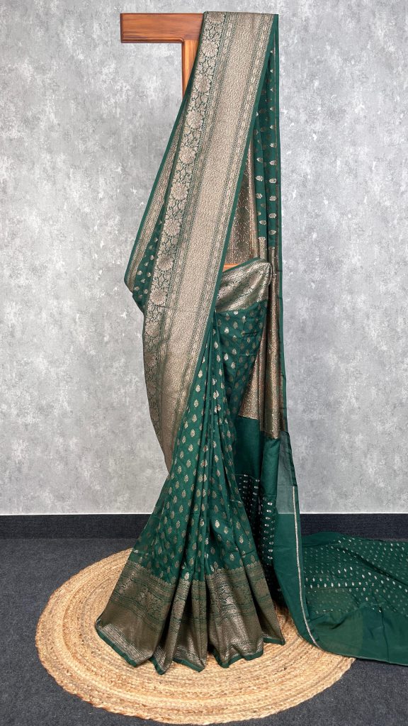 SEMI GEORGETTE ANTIQUE ZARI BANARASI SAREE