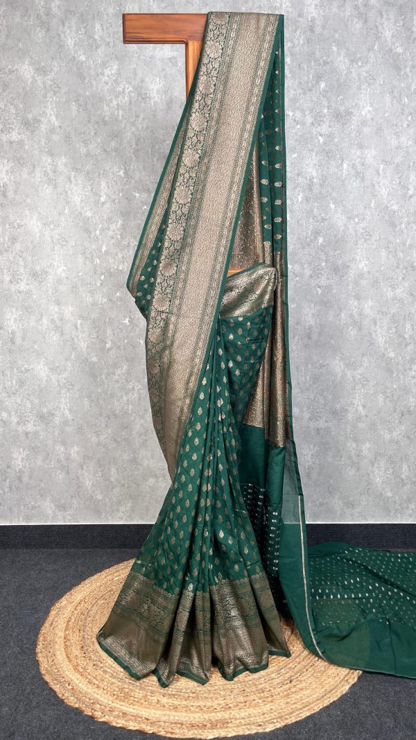 SEMI GEORGETTE ANTIQUE ZARI BANARASI SAREE