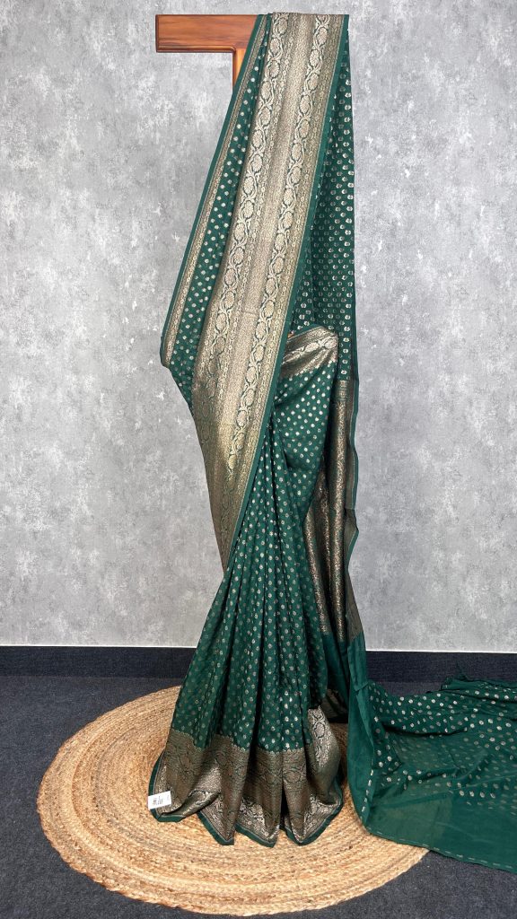 SEMI GEORGETTE ANTIQUE ZARI BANARASI SAREE