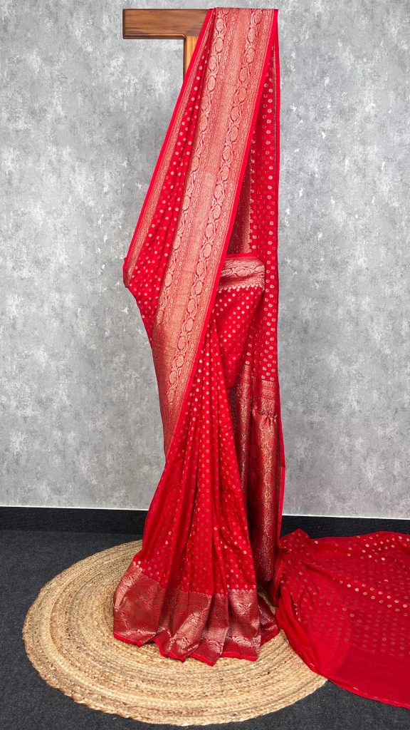 SEMI GEORGETTE ANTIQUE ZARI BANARASI SAREE
