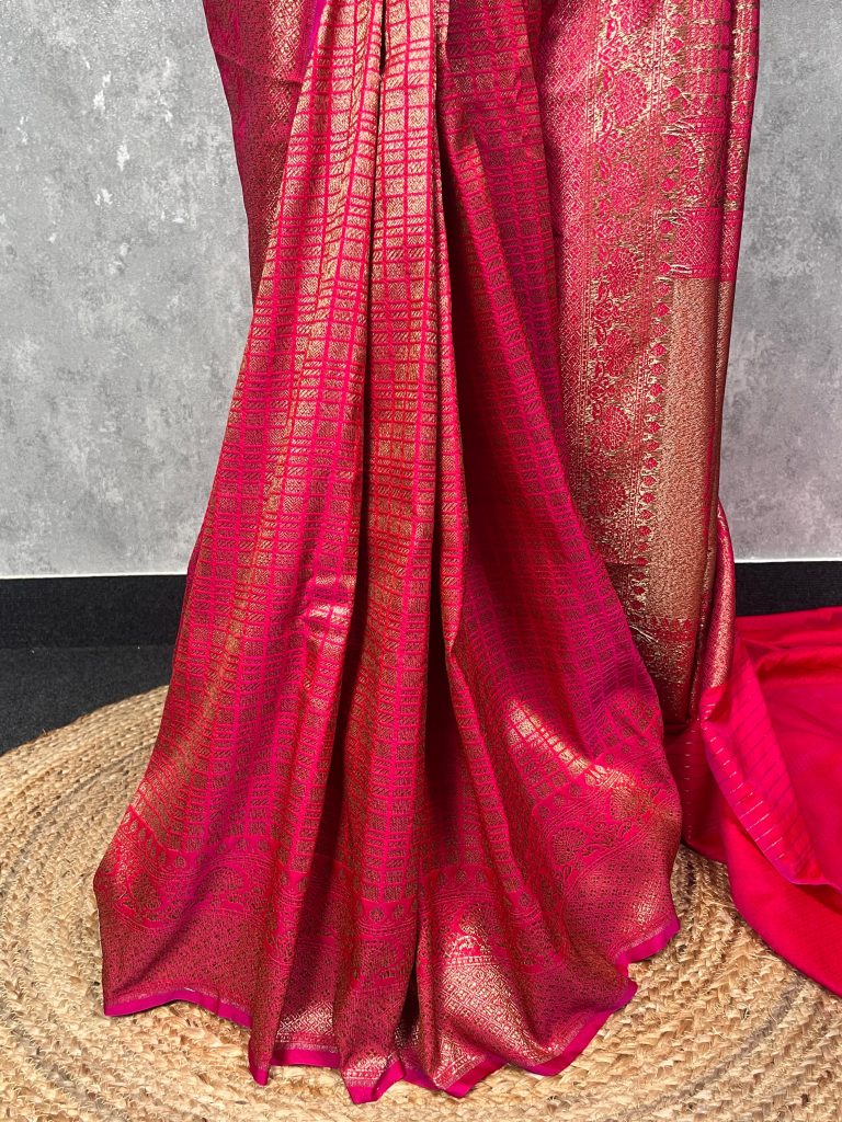 SEMI KATAN ANTIQUE ZARI BANARASI SAREE - Image 3