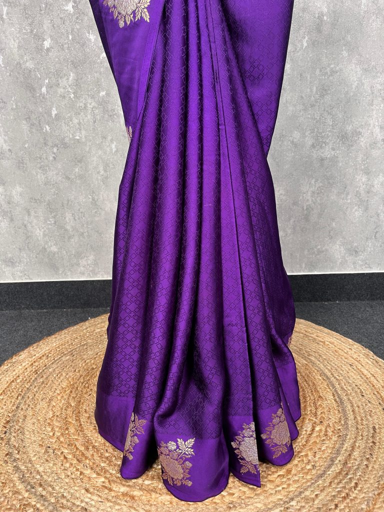VISCOSE SATIN SILK BANARASI SAREE - Image 3