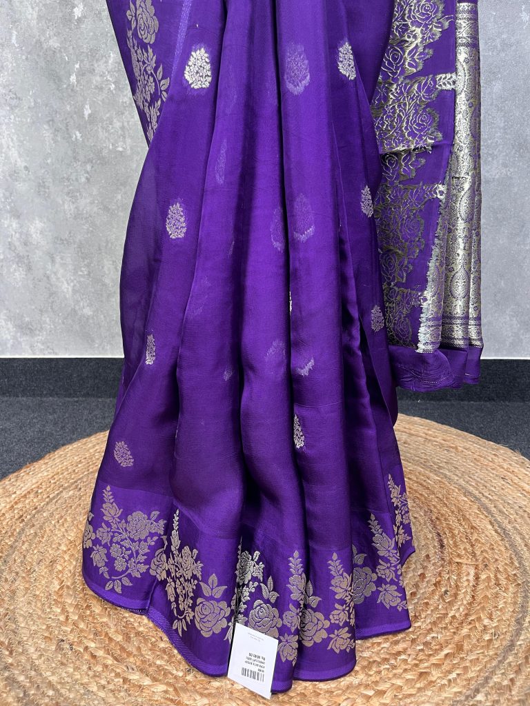 KORA SATIN BORDER EMBROIDERY SAREE - Image 3