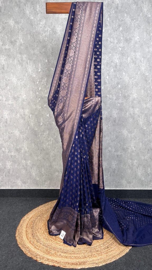 SEMI GEORGETTE ANTIQUE ZARI BANARASI SAREE