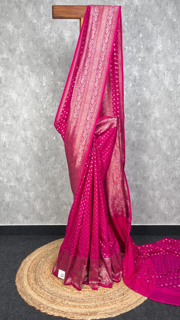 SEMI GEORGETTE ANTIQUE ZARI BANARASI SAREE