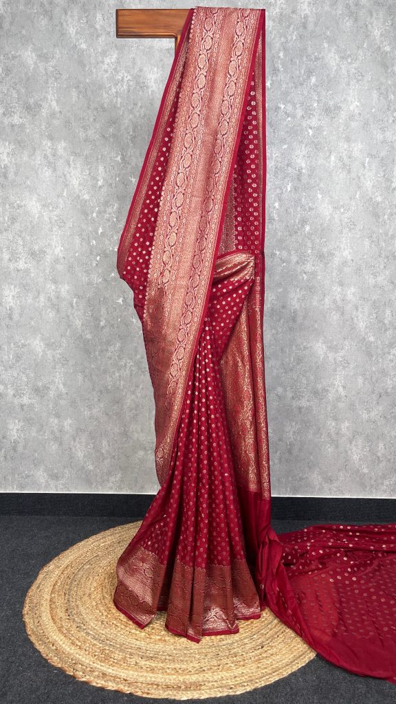 SEMI GEORGETTE ANTIQUE ZARI BANARASI SAREE