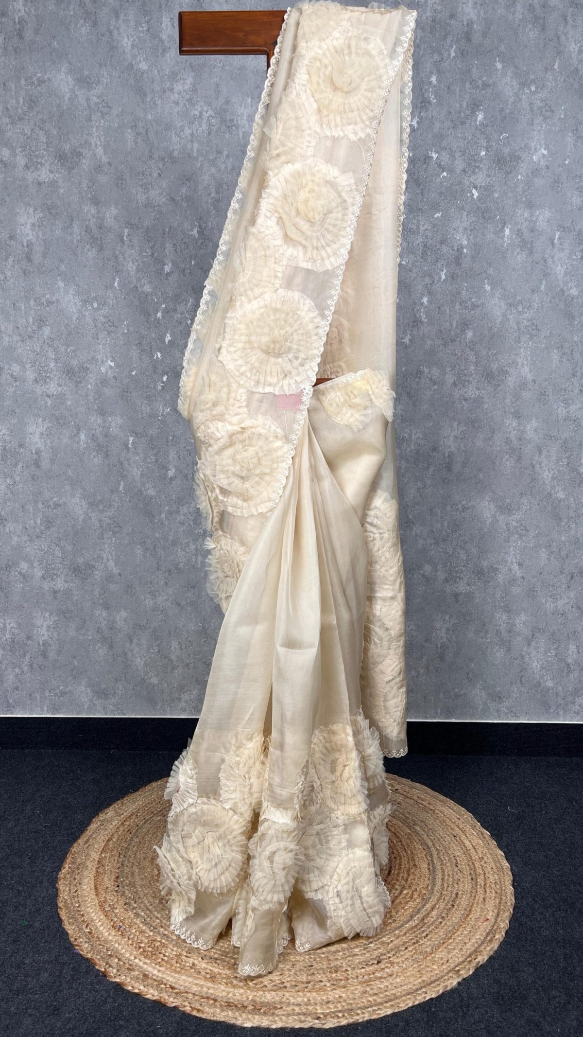 SILK ORGANZA APPLIQUE SAREE