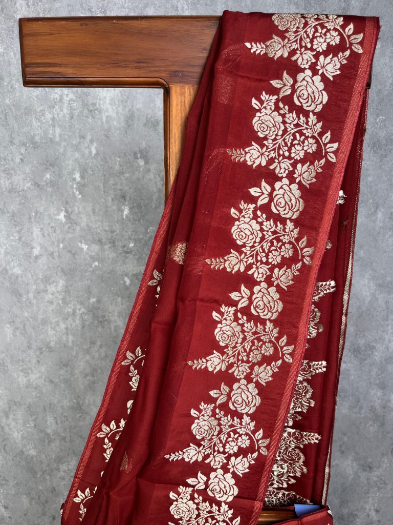 KORA SATIN BORDER EMBROIDERY SAREE - Image 3