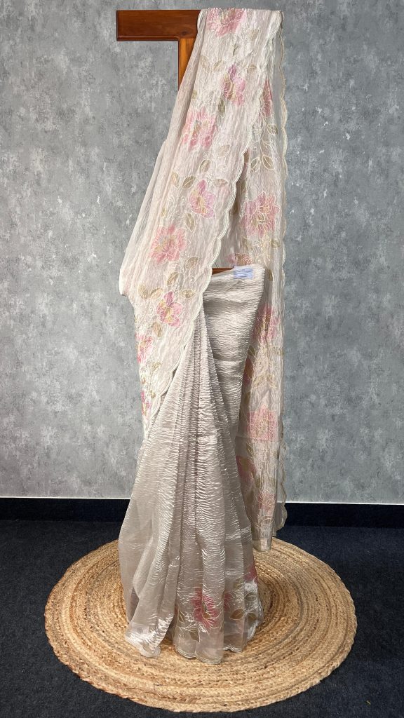 TISSUE SILK ORGANZA HAND PAINTED SAREE