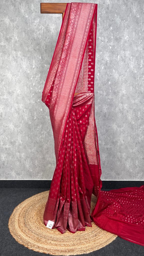 SEMI GEORGETTE ANTIQUE ZARI BANARASI SAREE