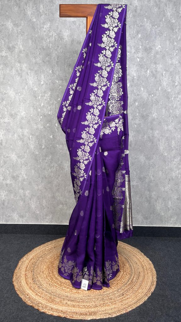 KORA SATIN BORDER EMBROIDERY SAREE