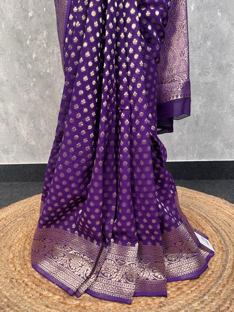 VISCOSE GEORGETTE BANARASI SAREE - Image 3