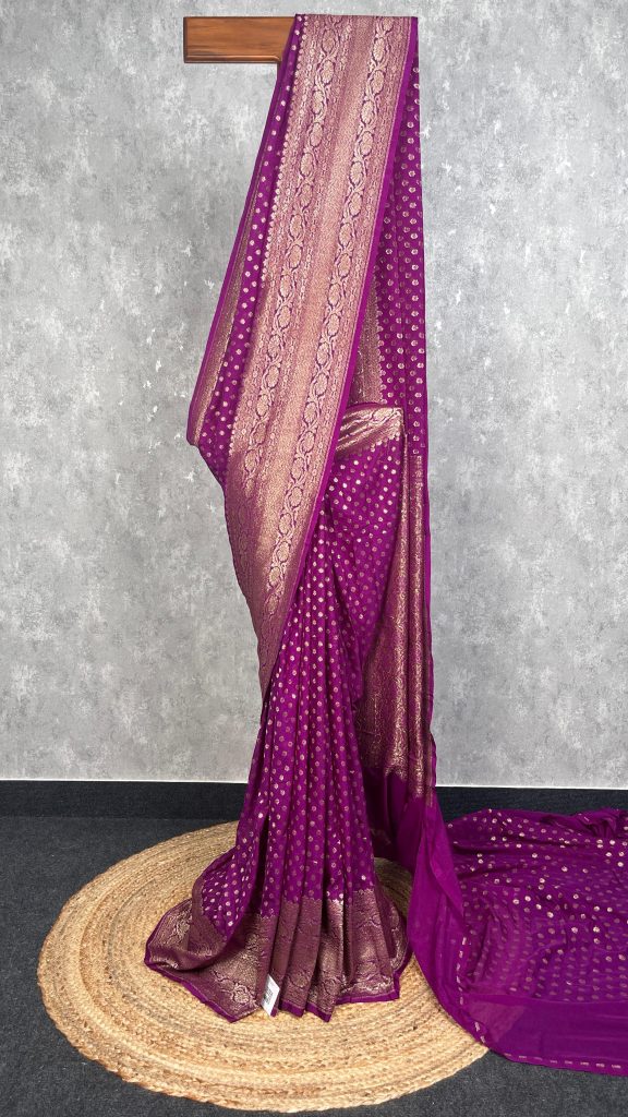 SEMI GEORGETTE ANTIQUE ZARI BANARASI SAREE