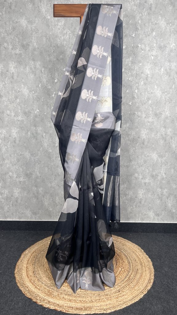PRINTED ORGANZA SATIN BORDER BANARASI SAREE
