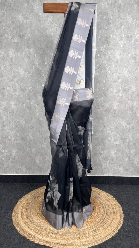 PRINTED ORGANZA SATIN BORDER BANARASI SAREE