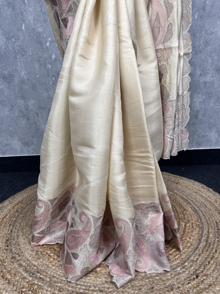 SEMI TUSSAR EMBROIDERY SAREE - Image 3