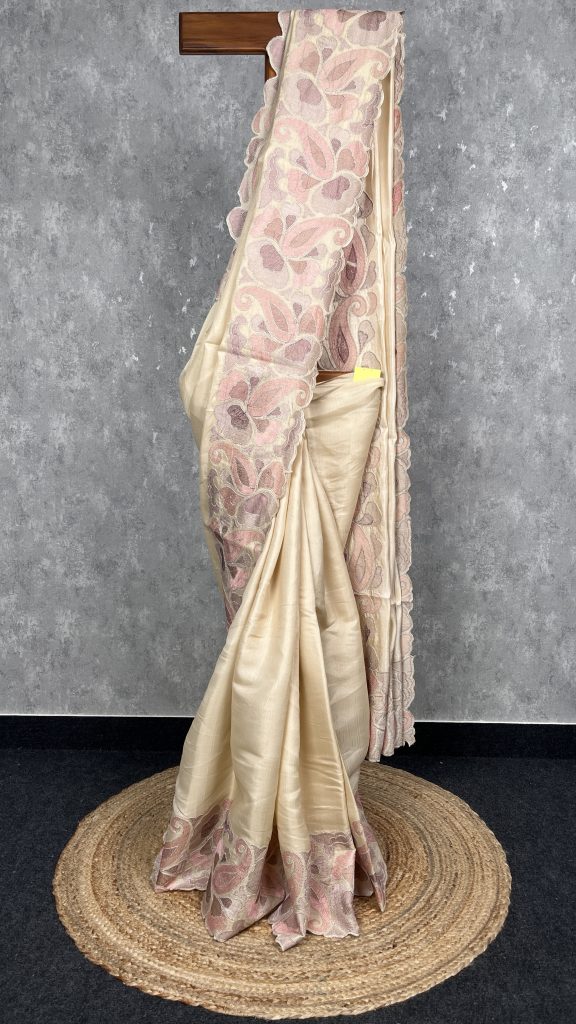 SEMI TUSSAR EMBROIDERY SAREE