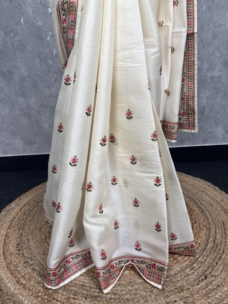 SEMI TUSSAR EMBROIDERY SAREE - Image 3