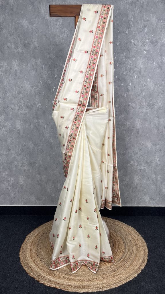 SEMI TUSSAR EMBROIDERY SAREE