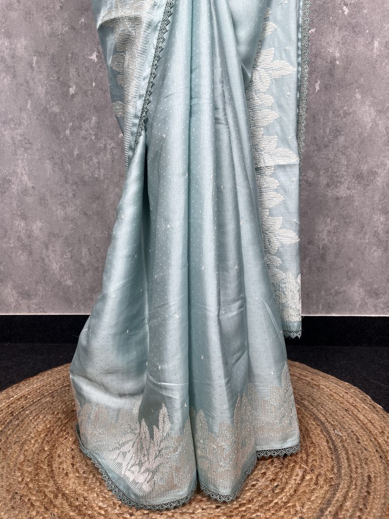 SEMI TUSSAR EMBROIDERY SAREE - Image 3
