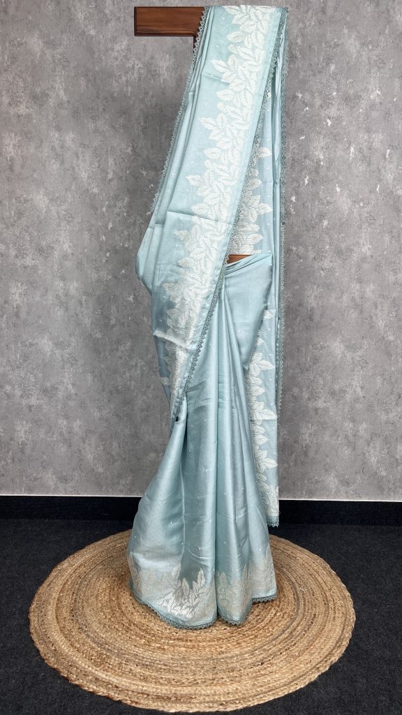 SEMI TUSSAR EMBROIDERY SAREE