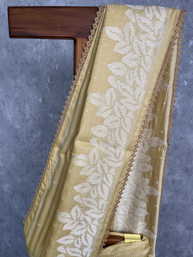 SEMI TUSSAR EMBROIDERY SAREE - Image 2