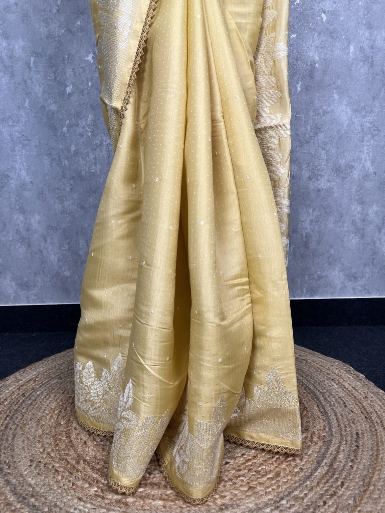 SEMI TUSSAR EMBROIDERY SAREE - Image 3