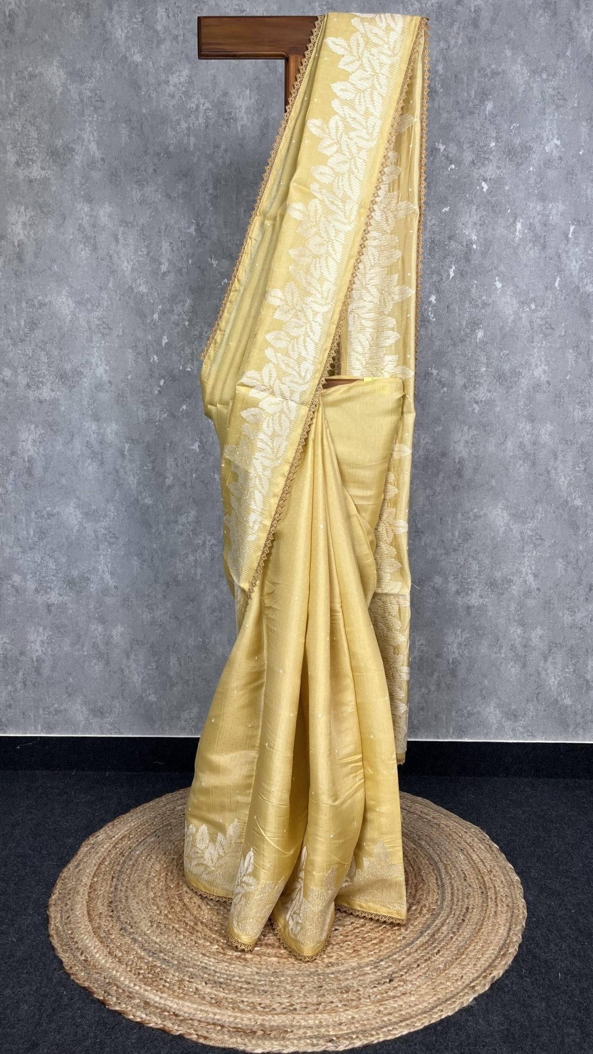 SEMI TUSSAR EMBROIDERY SAREE