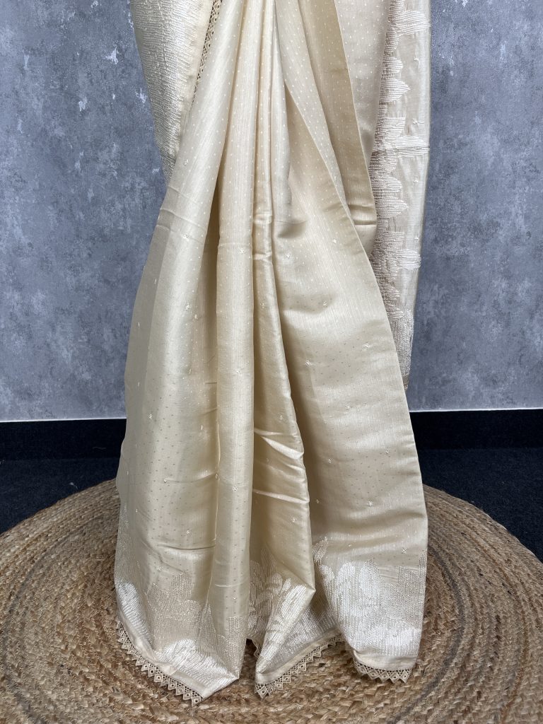 SEMI TUSSAR EMBROIDERY SAREE - Image 3