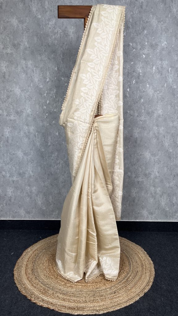 SEMI TUSSAR EMBROIDERY SAREE
