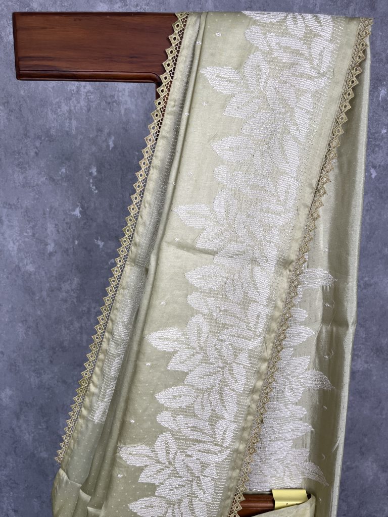 SEMI TUSSAR EMBROIDERY SAREE - Image 2