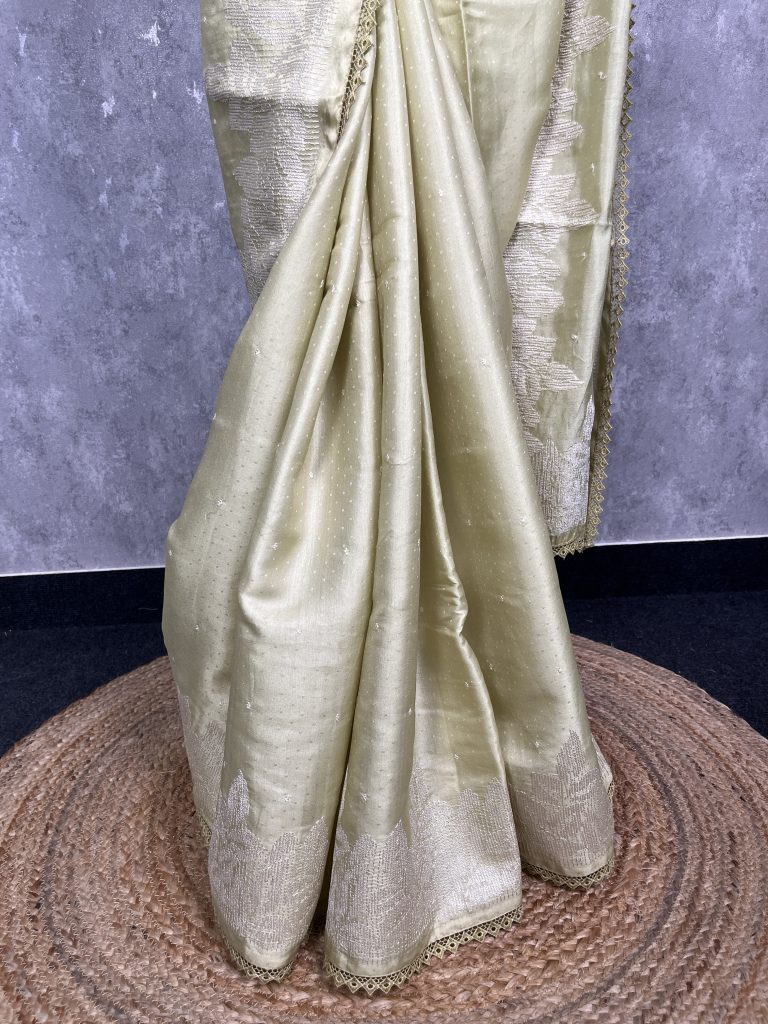 SEMI TUSSAR EMBROIDERY SAREE - Image 3