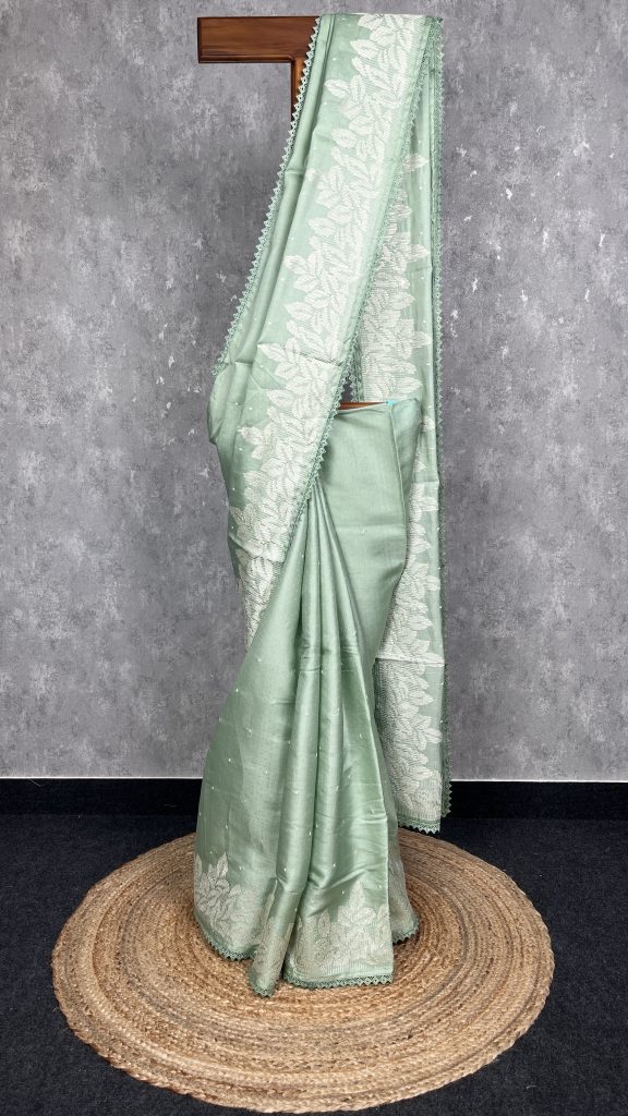 SEMI TUSSAR EMBROIDERY SAREE