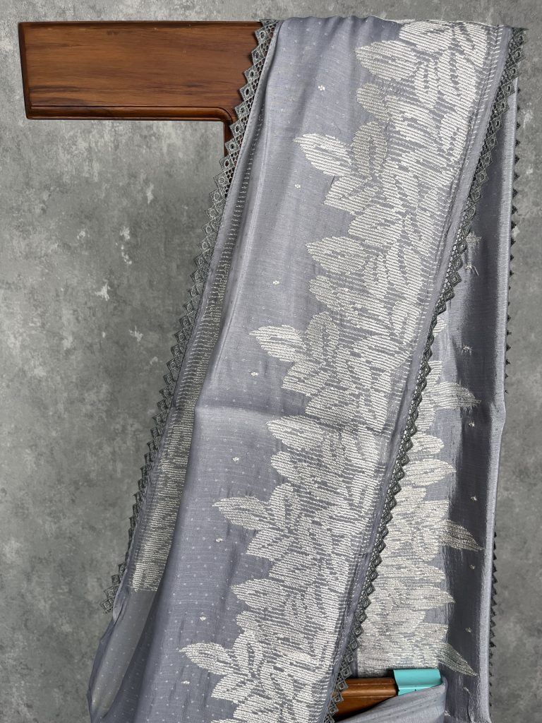 SEMI TUSSAR EMBROIDERY SAREE - Image 2