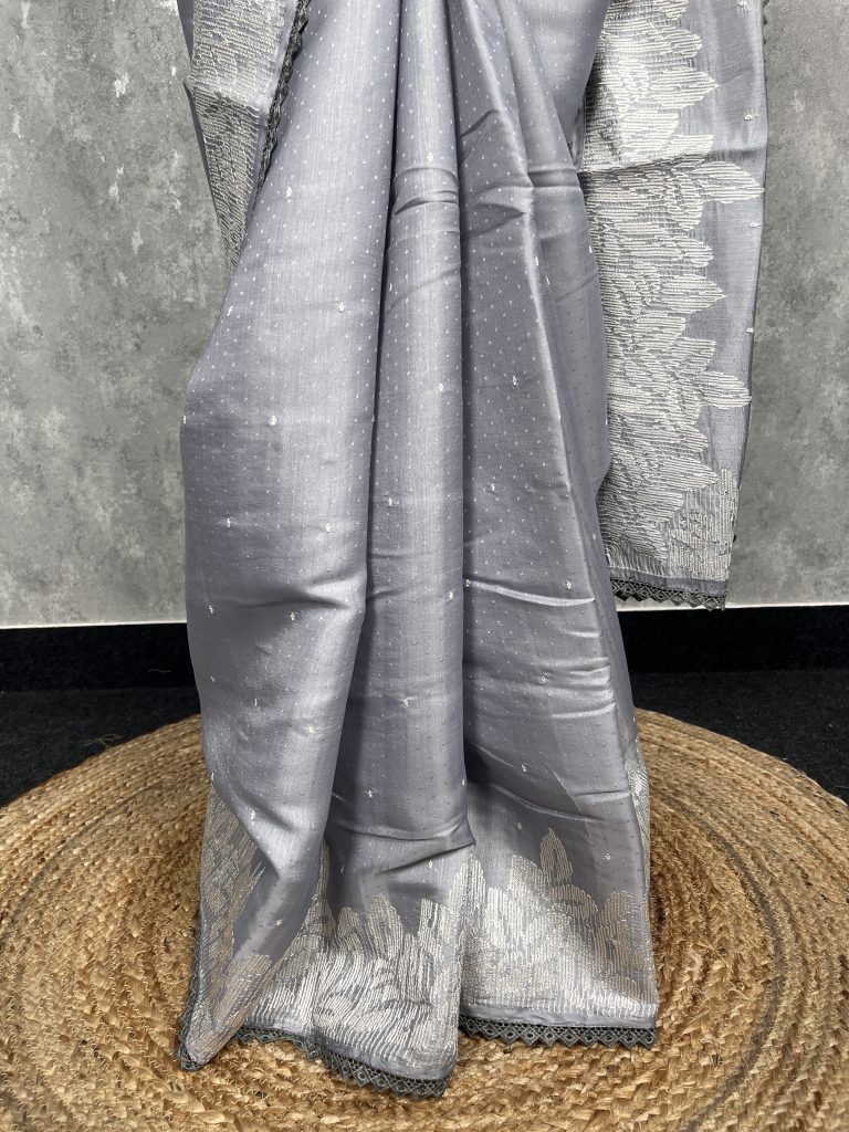 SEMI TUSSAR EMBROIDERY SAREE - Image 3