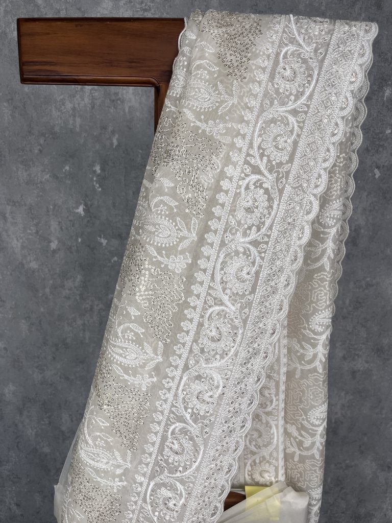 SILK ORGANZA EMBROIDERY SAREE - Image 2