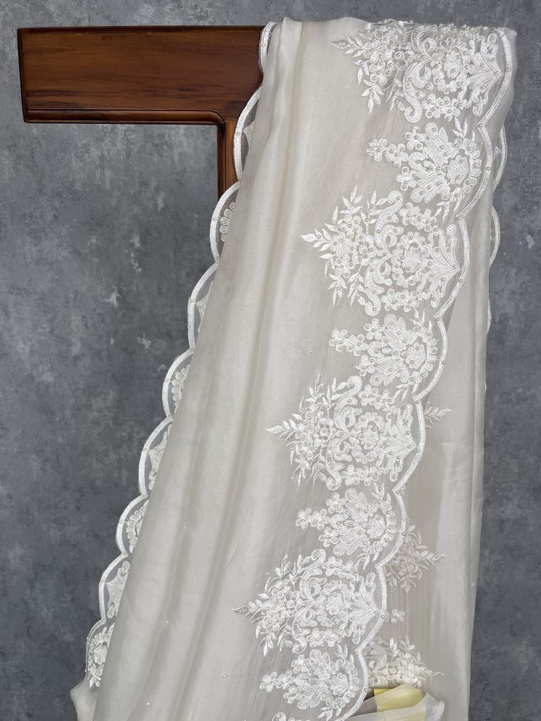 SILK ORGANZA EMBROIDERY SAREE - Image 2