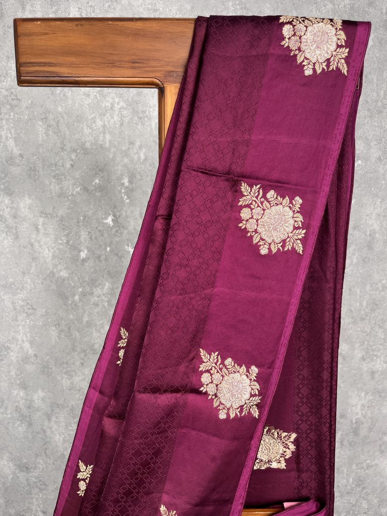 VISCOSE SATIN SILK BANARASI SAREE - Image 2
