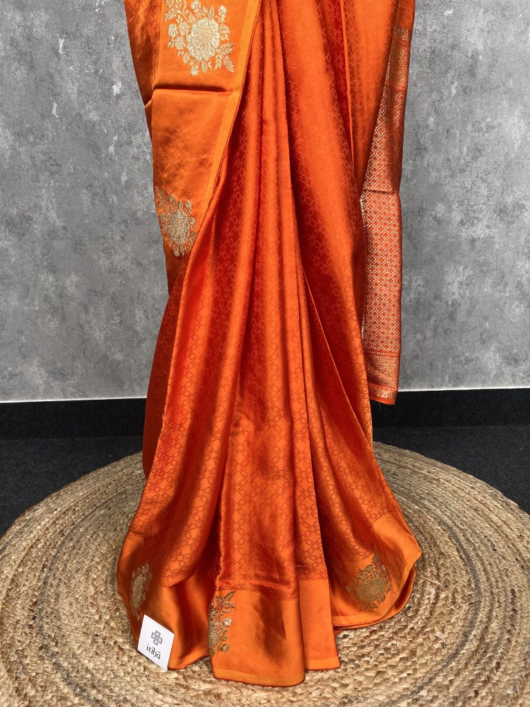 VISCOSE SATIN SILK BANARASI SAREE - Image 3