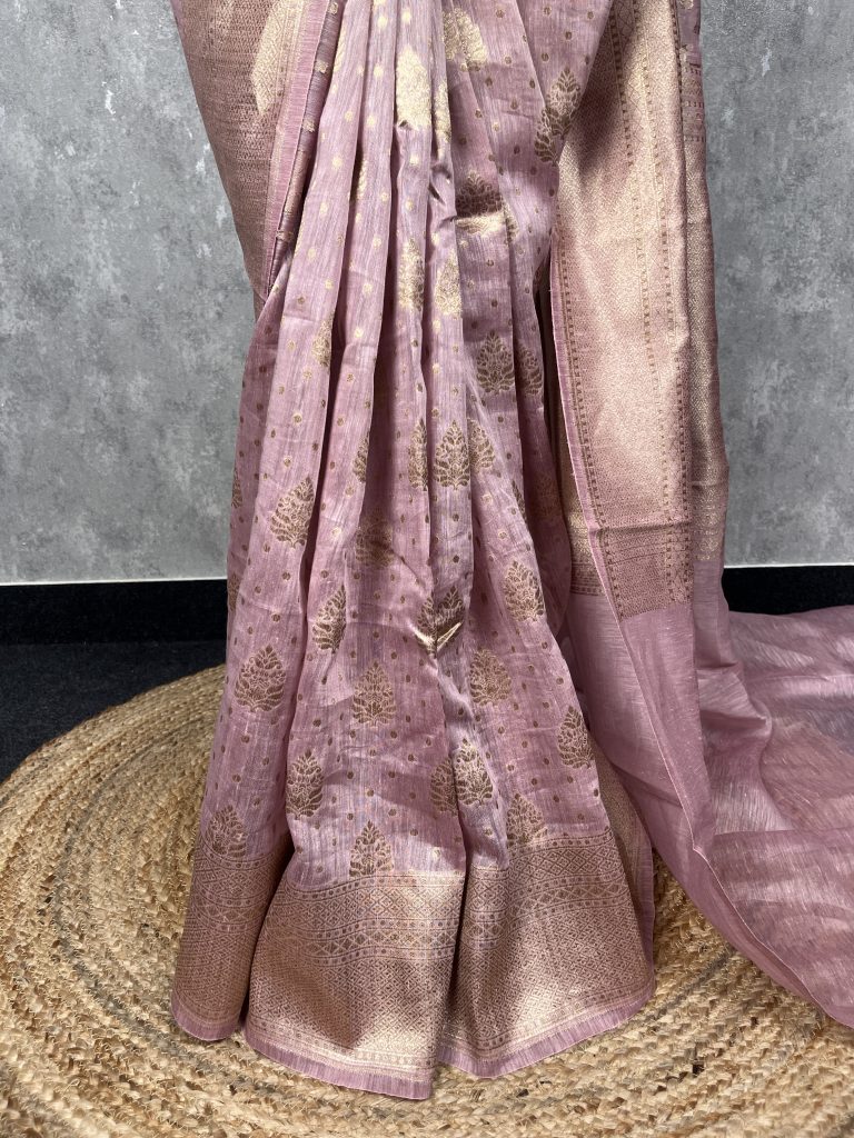 SILK LINEN BANARASI SAREE - Image 3