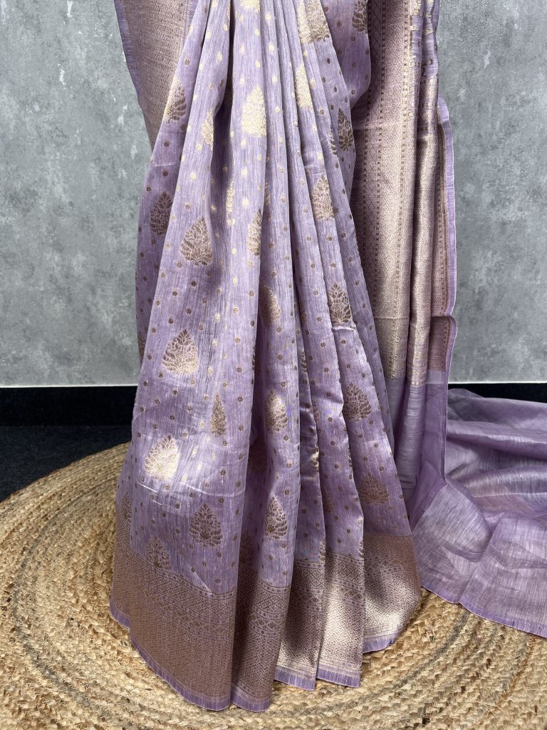 SILK LINEN BANARASI SAREE - Image 3