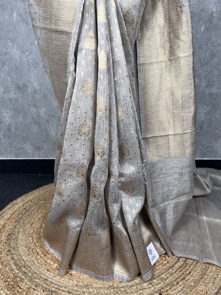 SILK LINEN BANARASI SAREE - Image 3