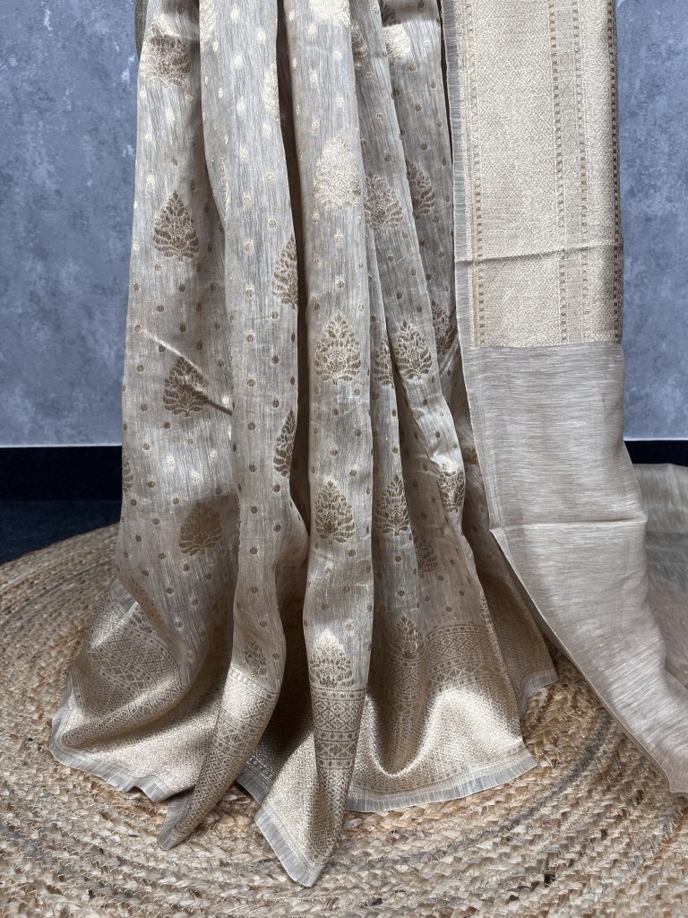 SILK LINEN BANARASI SAREE - Image 3