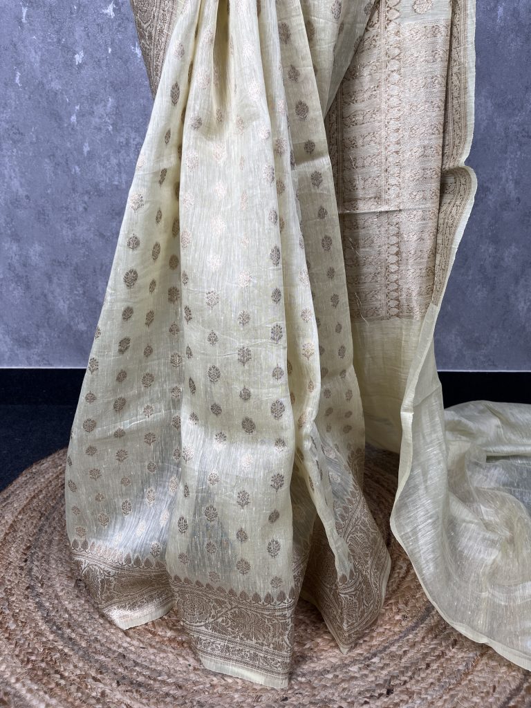 SILK LINEN BANARASI SAREE - Image 3