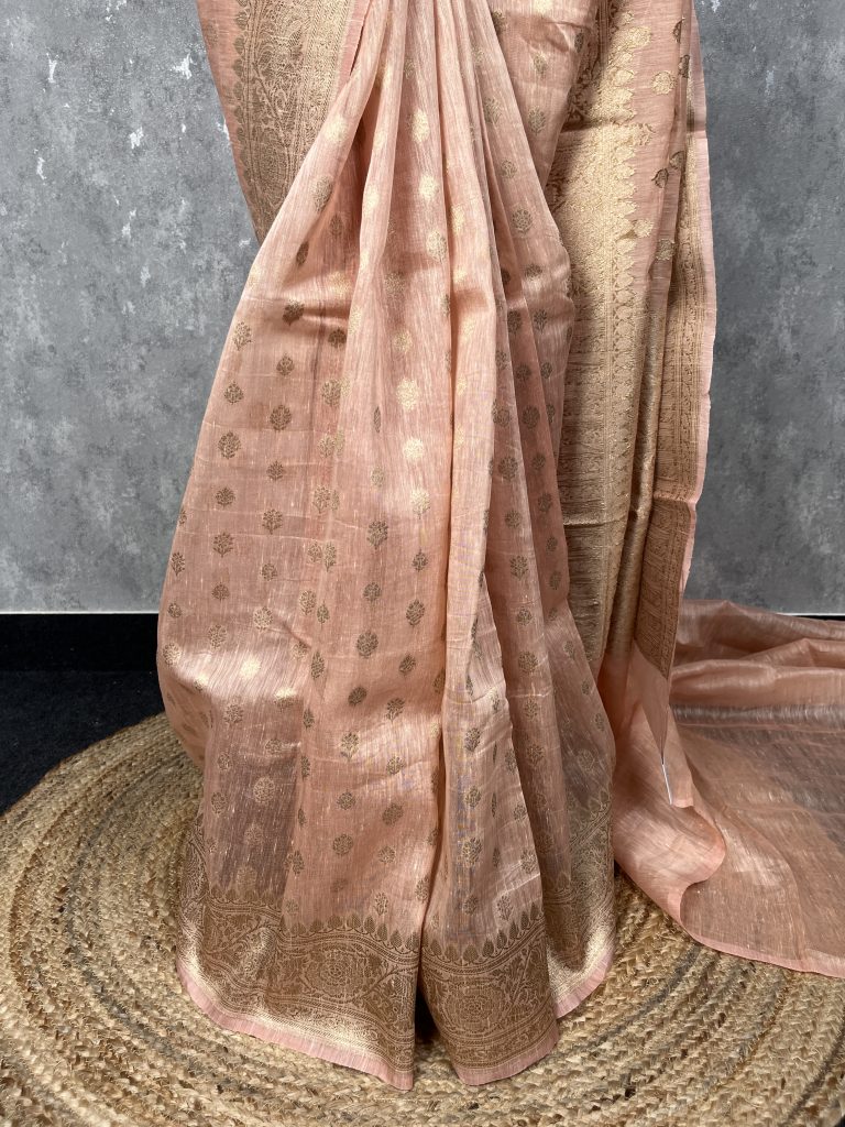 SILK LINEN BANARASI SAREE - Image 3